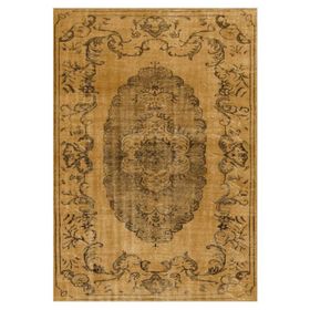 Çam Halı Gloria TD13104 Sarı Vintage Eskitme Desen Dokuma Saçaklı Kilim