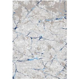 Çam Halı Gloria TD35001 Mavi Mermer Desen Dokuma Saçaklı Kilim