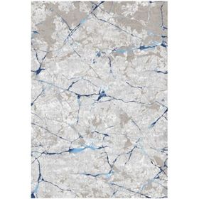 Çam Halı Gloria TD35001 Mavi Mermer Desen Dokuma Saçaklı Kilim