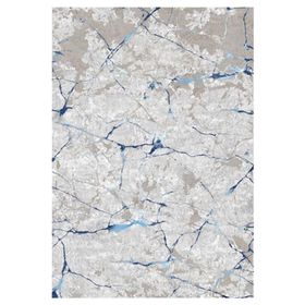 Çam Halı Gloria TD35001 Mavi Mermer Desen Dokuma Saçaklı Kilim