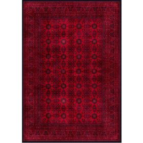 Çam Halı Gloria TD410 Bordo Afgan Desen Dokuma Saçaklı Kilim