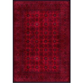 Çam Halı Gloria TD410 Bordo Afgan Desen Dokuma Saçaklı Kilim