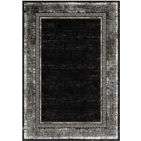 Çam Halı Gloria TD673 Siyah Art Deco Versace Desen Dokuma Saçaklı Kilim