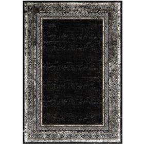 Çam Halı Gloria TD673 Siyah Art Deco Versace Desen Dokuma Saçaklı Kilim