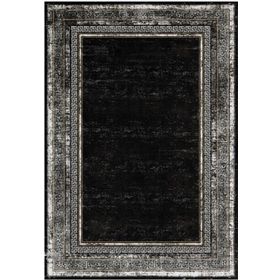 Çam Halı Gloria TD673 Siyah Art Deco Versace Desen Dokuma Saçaklı Kilim
