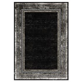 Çam Halı Gloria TD673 Siyah Art Deco Versace Desen Dokuma Saçaklı Kilim