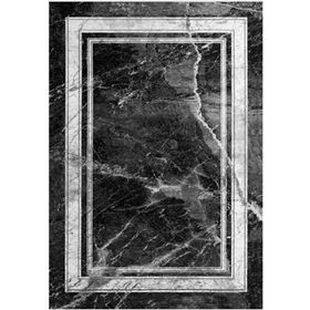 Çam Halı Gloria TD675 Siyah Art Deco Mermer Desen Dokuma Saçaklı Kilim