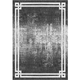Çam Halı Gloria TD713 Antrasit Mavi Art Deco Modern Desen Dokuma Saçaklı Kilim