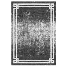 Çam Halı Gloria TD713 Antrasit Mavi Art Deco Modern Desen Dokuma Saçaklı Kilim