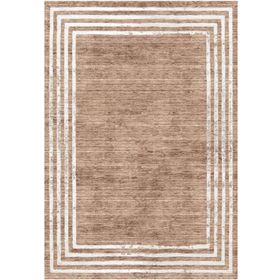 Çam Halı Gloria TD71601 Bej Art Deco Modern Desen Dokuma Saçaklı Kilim