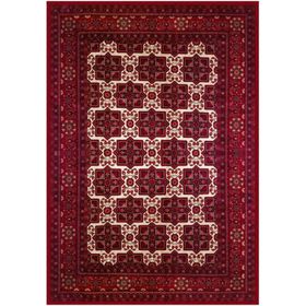 Çam Halı Gloria TD722 Bordo Afgan Desen Dokuma Saçaklı Kilim