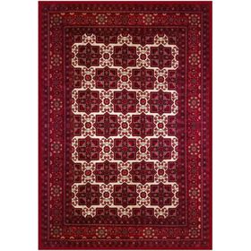 Çam Halı Gloria TD722 Bordo Afgan Desen Dokuma Saçaklı Kilim