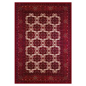 Çam Halı Gloria TD722 Bordo Afgan Desen Dokuma Saçaklı Kilim