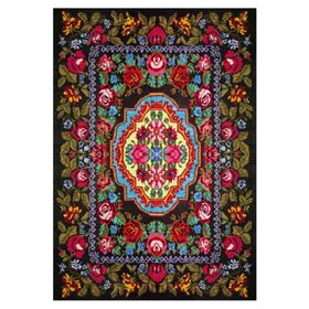 Çam Halı Gloria TD726 Siyah Karabağ Desen Dokuma Saçaklı Kilim
