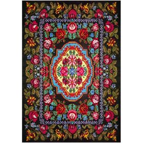 Çam Halı Gloria TD726 Siyah Karabağ Desen Dokuma Saçaklı Kilim