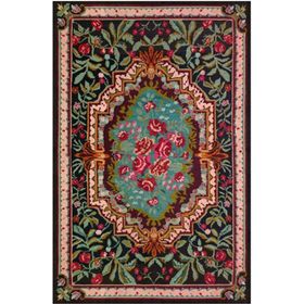 Çam Halı Gloria TD731 Siyah Karabağ Desen Dokuma Saçaklı Kilim