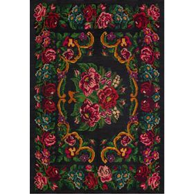 Çam Halı Gloria TD732 Siyah Karabağ Desen Dokuma Saçaklı Kilim