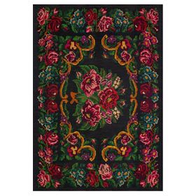 Çam Halı Gloria TD732 Siyah Karabağ Desen Dokuma Saçaklı Kilim