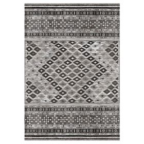 Çam Halı Gloria TD79102 Gri Etnik Desen Dokuma Saçaklı Kilim