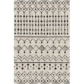 Çam Halı Gloria TD862 Krem Siyah İskandinav Tarzı Dokuma Saçaklı Kilim