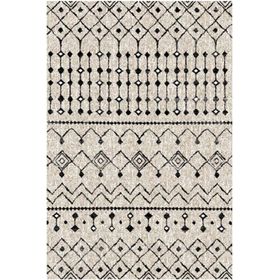 Çam Halı Gloria TD862 Krem Siyah İskandinav Tarzı Dokuma Saçaklı Kilim