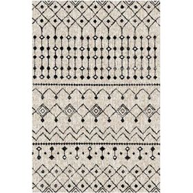 Çam Halı Gloria TD862 Krem Siyah İskandinav Tarzı Dokuma Saçaklı Kilim