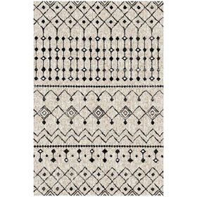 Çam Halı Gloria TD862 Krem Siyah İskandinav Tarzı Dokuma Saçaklı Kilim