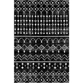 Çam Halı Gloria TD86201 Siyah İskandinav Tarzı Dokuma Saçaklı Kilim