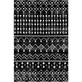 Çam Halı Gloria TD86201 Siyah İskandinav Tarzı Dokuma Saçaklı Kilim