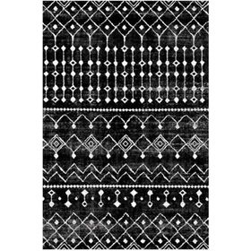 Çam Halı Gloria TD86201 Siyah İskandinav Tarzı Dokuma Saçaklı Kilim