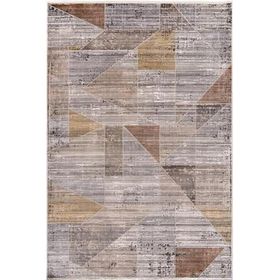 Çam Halı Naturel 1710 Gri Sarı 200x290 cm Romans Halı Modern Eskitme Desenli Makine Halısı