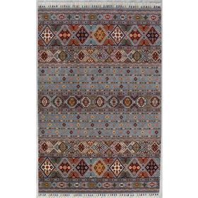 Çam Halı Sultani 806 Gri Yün ve Bambu ile Özel Tezgahlarda Üretilen Otantik Desenli El Emeği Modern Halı
