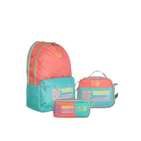Cambridge Polo Club Be Happy Çift Ana Bölmeli Pudra Unisex Çocuk İlkokul Çanta Set