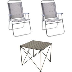 Campout Büyük Masa+2 Plaj Sandalye Set