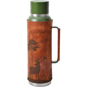 Campout NG-164-YD 1500 ml Yeşil Çift Katmanlı Deri Kaplı Termos