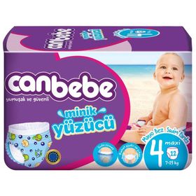 Canbebe Minik Yüzücü No:4 Maxi 12 Adet Mayo Bebek Bezi