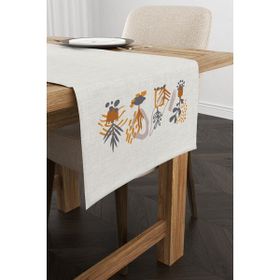 Cango Home 4KMBS104-RN Gri Sarı Bohem Tarz Yaprak Desenli 40x140 cm Dijital Baskılı Runner