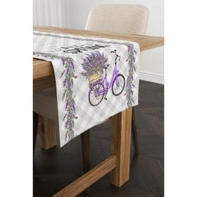 Cango Home CGH1042-RN Gri Mor Kareli Bahar Temalı 140x40 cm Dijital Baskılı Runner