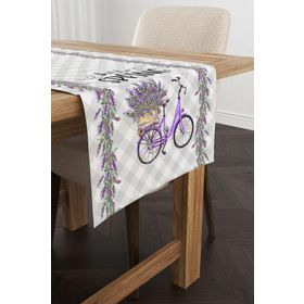 Cango Home CGH1042-RN Gri Mor Kareli Bahar Temalı 140x40 cm Dijital Baskılı Runner