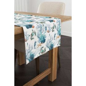 Cango Home CGH1154-RN Kırmızı Mavi Marin Desenli 40x140 cm Dijital Baskılı Runner