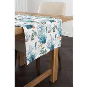 Cango Home CGH1154-RN Kırmızı Mavi Marin Desenli 40x140 cm Dijital Baskılı Runner