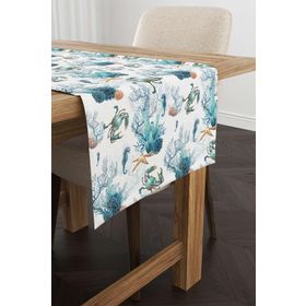 Cango Home CGH1154-RN Kırmızı Mavi Marin Desenli 40x140 cm Dijital Baskılı Runner