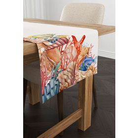 Cango Home CGH1250-RN Krem Marin Desenli 40x140 cm Dijital Baskılı Runner
