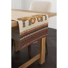 Cango Home CGH1265-RN Kahverengi Etnik Fil Desenli 40x140 cm Dijital Baskılı Runner