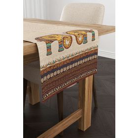 Cango Home CGH1265-RN Kahverengi Etnik Fil Desenli 40x140 cm Dijital Baskılı Runner