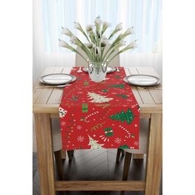 Cango Home CGH297-RN Kırmızı Yeşil Yılbaşı Temalı 40x140 cm Dijital Baskılı Runner
