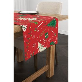 Cango Home CGH297-RN Kırmızı Yeşil Yılbaşı Temalı 40x140 cm Dijital Baskılı Runner
