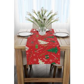 Cango Home CGH297-RN Kırmızı Yeşil Yılbaşı Temalı 40x140 cm Dijital Baskılı Runner