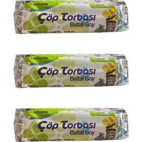 Canhome 10 Adetlik 3 Rulo Mavi Büyük Boy Battal 75x90 cm 30 lt Cop Poşeti