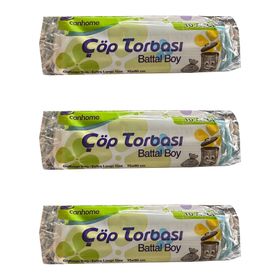 Canhome 10 Adetlik 3 Rulo Mavi Büyük Boy Battal 75x90 cm 30 lt Cop Poşeti